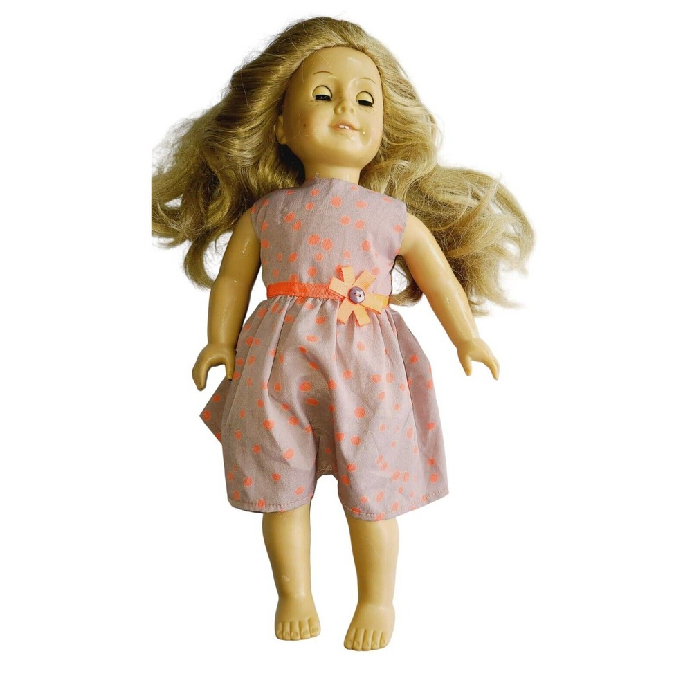American Girl Truly Me Doll Blonde Wavy Hair Brown Eyes Freckles Polka Dot Dress